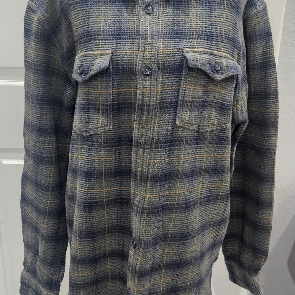 O'Neill Plaid Waffle button down shirt Jacket with Navy Interior
